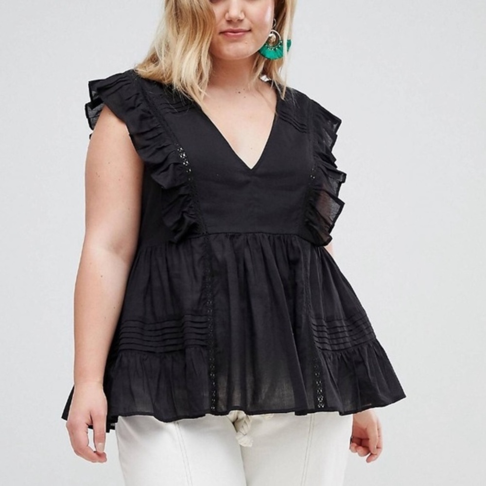 Longline top with flutter sleeves